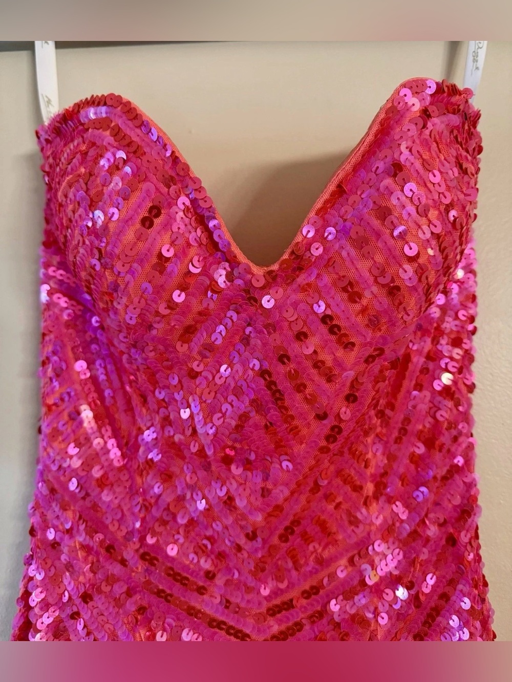 Gorgeous Mac Duggal Sz 4 Pink Sequin Strapless Prom Dress - Picture 4 of 7